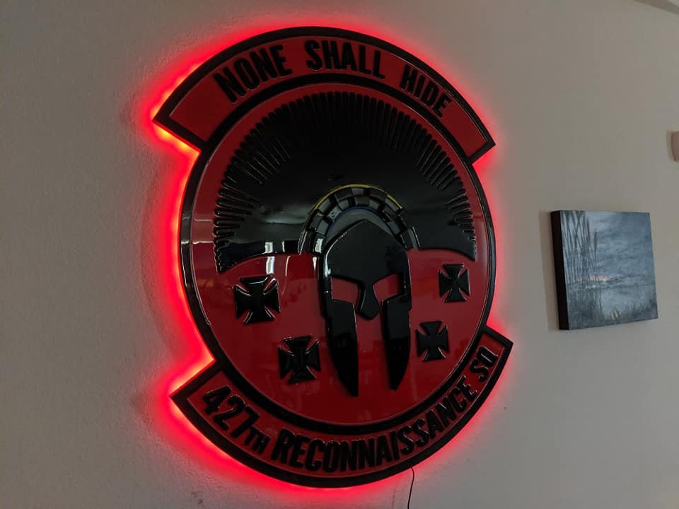 Custom Wall Sign with LEDs/Squadron Sign/Military Plaque/Bar Sign/Epoxy Resin