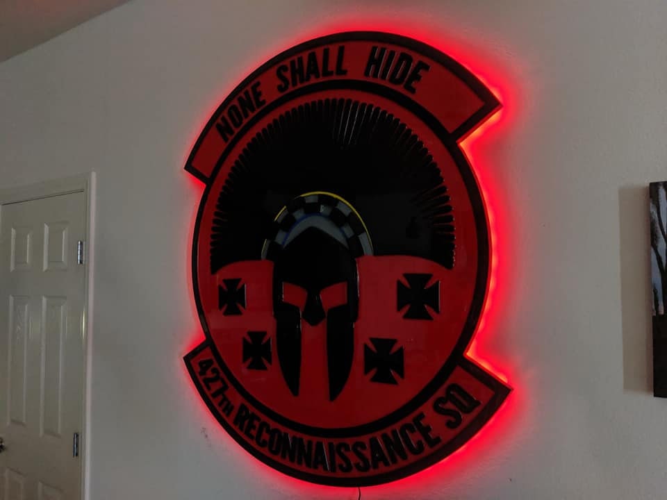 Custom Wall Sign with LEDs/Squadron Sign/Military Plaque/Bar Sign/Epoxy Resin