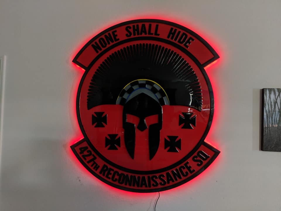 Custom Wall Sign with LEDs/Squadron Sign/Military Plaque/Bar Sign/Epoxy Resin