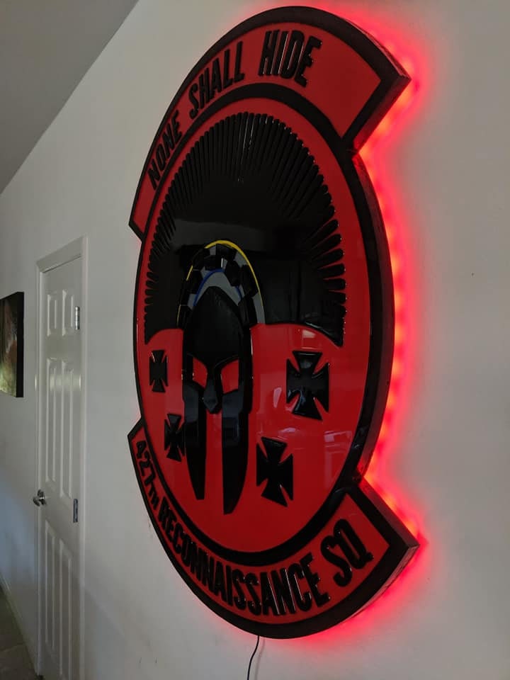 Custom Wall Sign with LEDs/Squadron Sign/Military Plaque/Bar Sign/Epoxy Resin