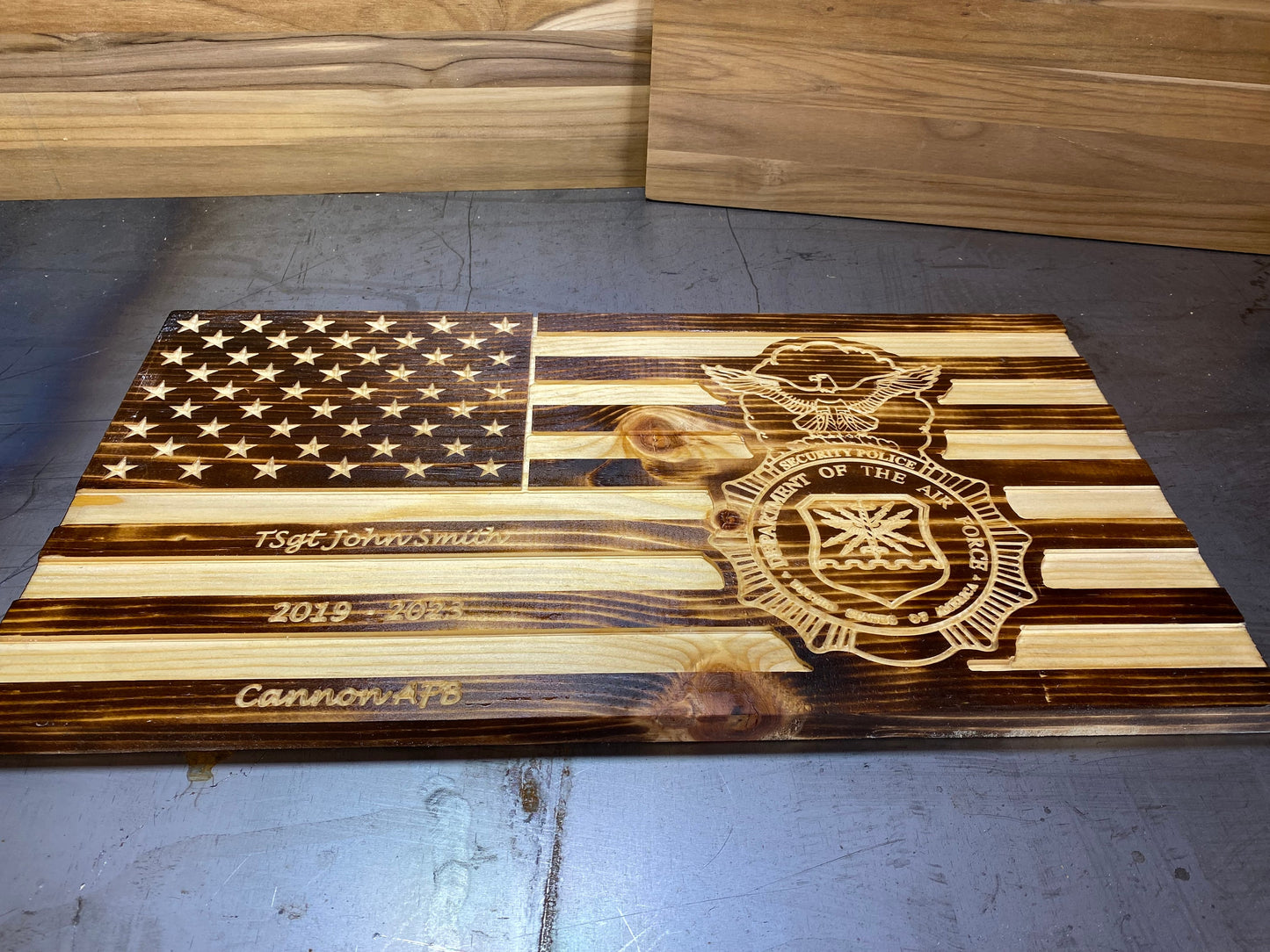 Security Forces. USAF, Navy, Marine, DOD going away gift, custom engraved and CNC carved