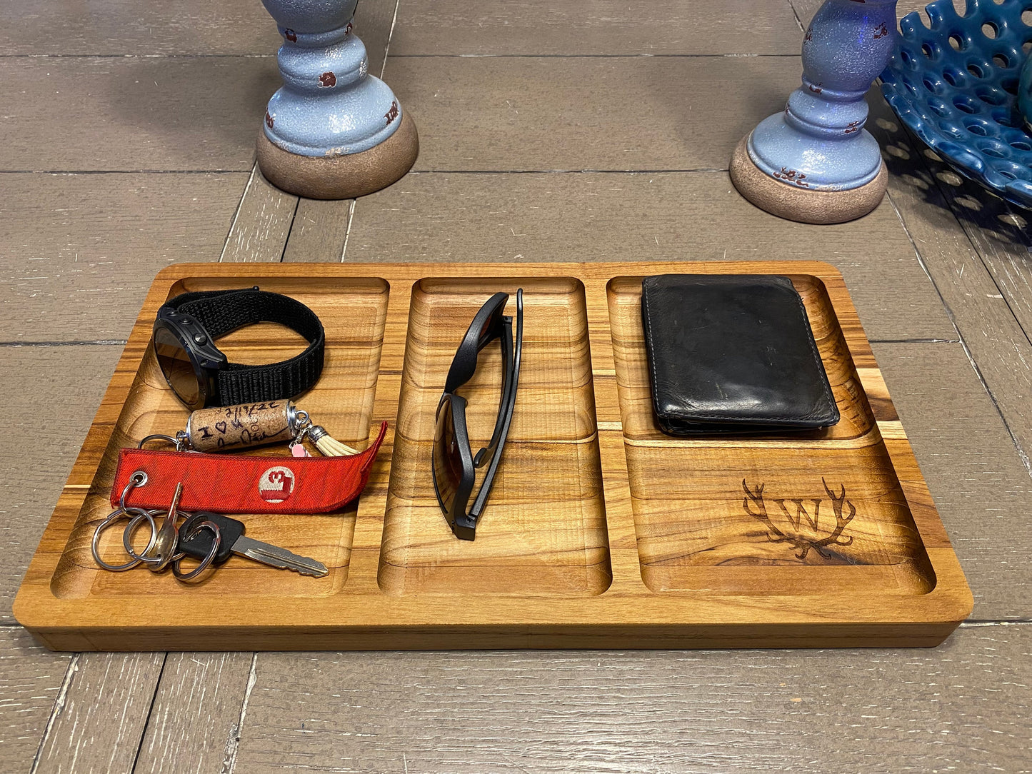 Personalized Teak Catchall Tray - Handcrafted and Made to Order