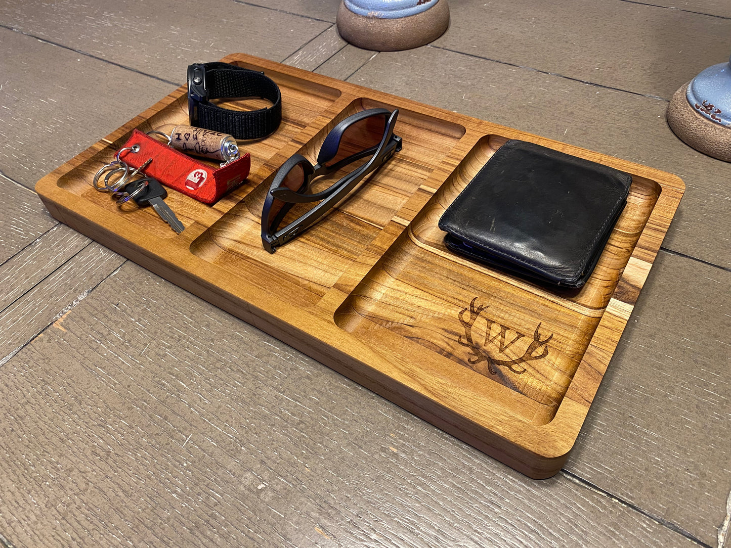 Personalized Teak Catchall Tray - Handcrafted and Made to Order