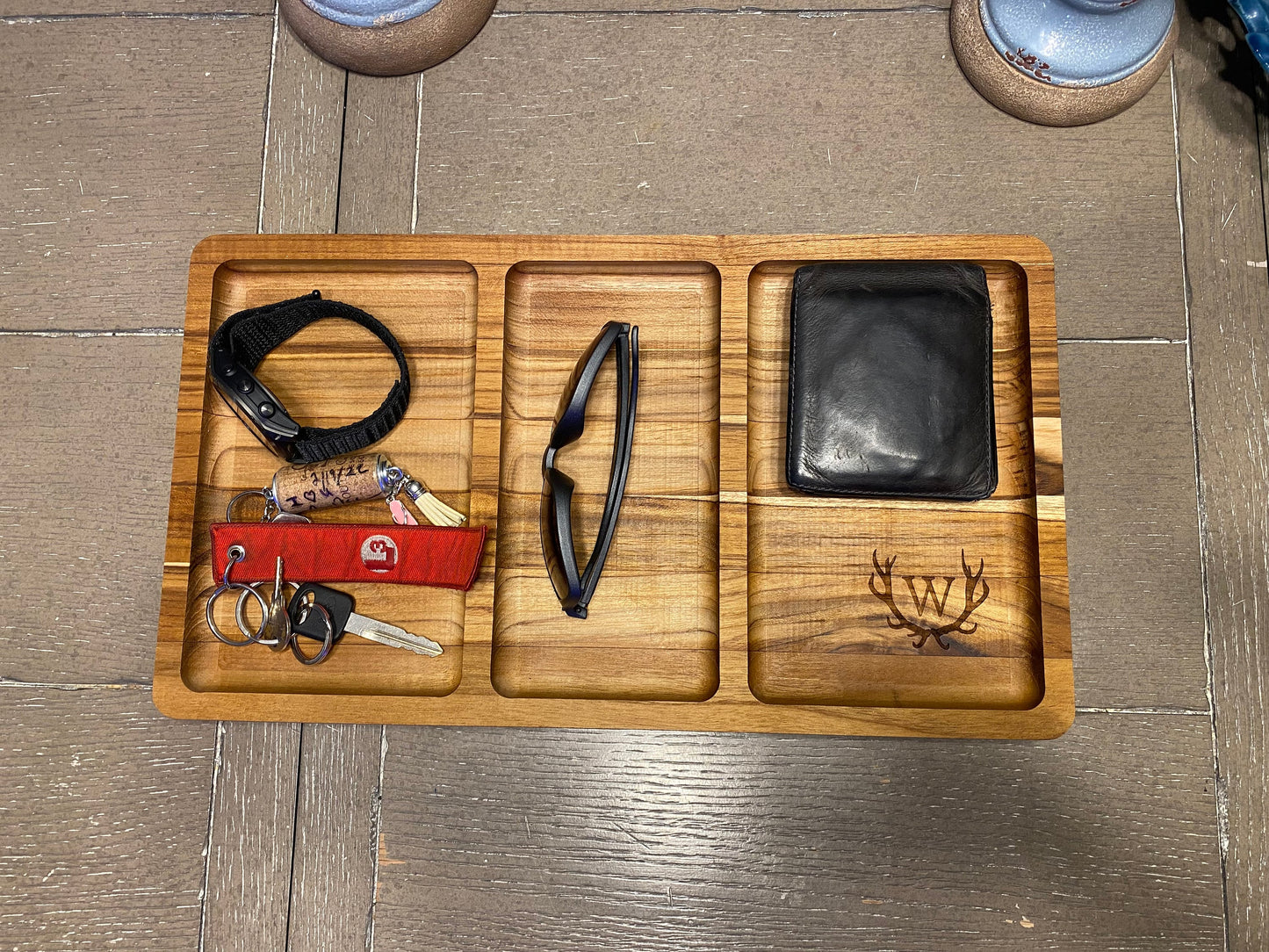 Personalized Teak Catchall Tray - Handcrafted and Made to Order