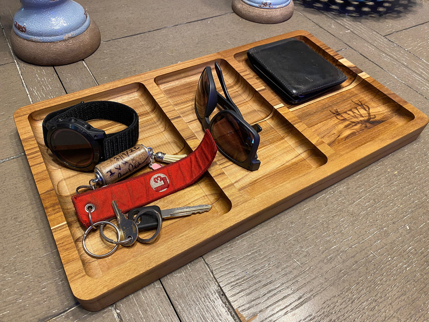 Personalized Teak Catchall Tray - Handcrafted and Made to Order