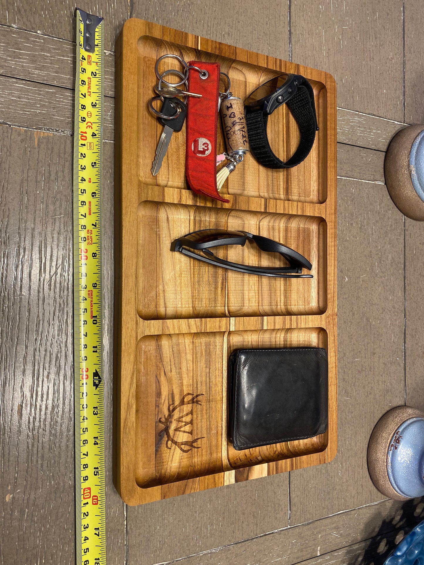 Personalized Teak Catchall Tray - Handcrafted and Made to Order